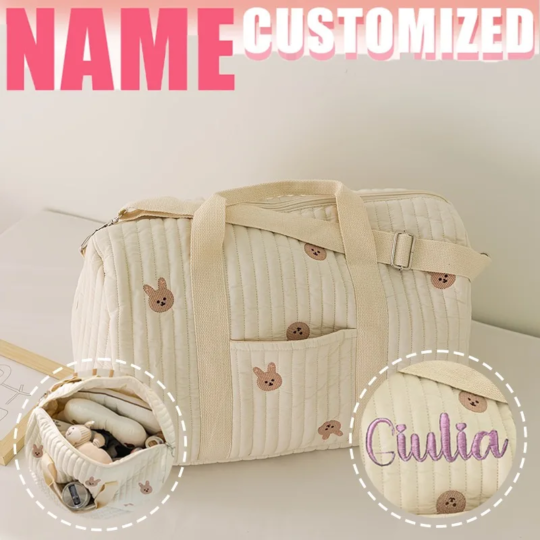 Personalized Small Bear & Bunny Diaper Bag Custom Embroidered Name Large Capacity Travel Mommy Bag Hospital Bag Baby Shower Gift